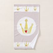かわいい水彩冠のベビーガールプリンセス（名前） バスタオルセット (ハンドタオル)