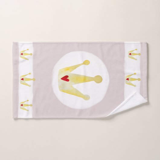 かわいい水彩冠のベビーガールプリンセス(名前) バスタオルセット (ハンドタオル)