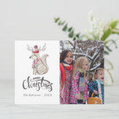 かわいい水彩冬のキツネクリスマスフォト シーズンカード (スタンド正面)