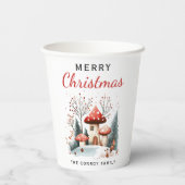 かわいい水彩冬の森パーソナライズされた地 紙コップ (裏面)