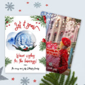 かわいい水彩冬の雪の地球家族の写真 シーズンカード