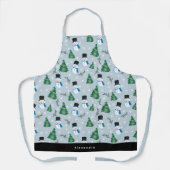 かわいい水彩冬の雪模様名前をカスタムする エプロン (正面)