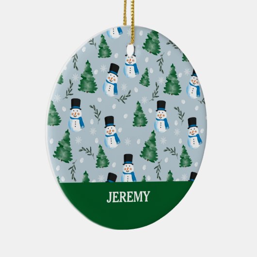 かわいい水彩冬の雪模様 セラミックオーナメント (右)