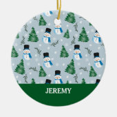 かわいい水彩冬の雪模様 セラミックオーナメント (正面)