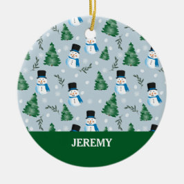 かわいい水彩冬の雪模様 セラミックオーナメント