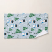 かわいい水彩冬の雪模様 バスタオルセット (ハンドタオル)