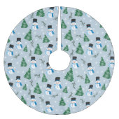 かわいい水彩冬の雪模様 ブラッシュドポリエステルツリースカート (正面)