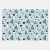 かわいい水彩冬の雪模様 ラッピングペーパーシート (正面3)