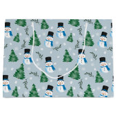 かわいい水彩冬の雪模様 ラージペーパーバッグ (正面)