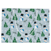 かわいい水彩冬の雪模様 ラージペーパーバッグ (裏面)