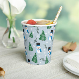 かわいい水彩冬の雪模様 紙コップ