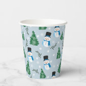 かわいい水彩冬の雪模様 紙コップ (裏面)