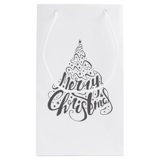 かわいい水彩冬の鹿の〔雄ジカの〕枝角クリスマス スモールペーパーバッグ (裏面)