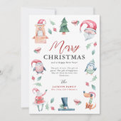 かわいい水彩冬メリークリスマス シーズンカード (正面)