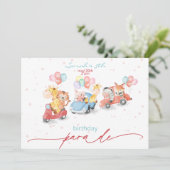 かわいい水彩動物の誕生日パレード 招待状 (スタンド正面)