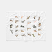 かわいい水彩動物アルファベット フリースブランケット (正面(横))