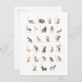 かわいい水彩動物アルファベット ポストカード (正面/裏面)