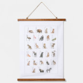 かわいい水彩動物アルファベット 吊り下げ型タペストリー (正面)