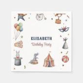 かわいい水彩動物サーカス子供の誕生日パーティー スタンダードカクテルナプキン (正面)