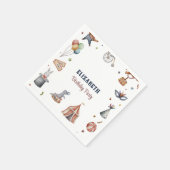 かわいい水彩動物サーカス子供の誕生日パーティー スタンダードカクテルナプキン (角)