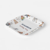 かわいい水彩動物パレード子供の誕生日パーティー ペーパープレート (傾斜あり)