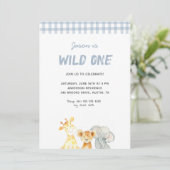 かわいい水彩動物ワイルドワンボーイ誕生日 招待状 (スタンド正面)