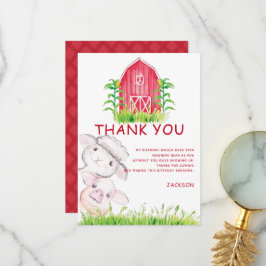 かわいい水彩動物 サンキューカード