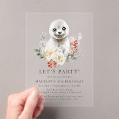 かわいい水彩北極シール冬の誕生日パーティー アクリル招待状 (インサイチュ (ポータブル))