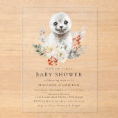 かわいい水彩北極シール冬の赤ちゃんシャワー アクリル招待状 (正面)