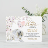 かわいい水彩印鑑ベビースワ男女兼用ーナー 招待状 (スタンド正面)