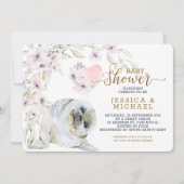 かわいい水彩印鑑ベビースワ男女兼用ーナー 招待状 (正面)