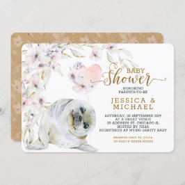 かわいい水彩印鑑ベビースワ男女兼用ーナー 招待状