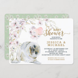 かわいい水彩印鑑ベビースワ男女兼用ーナー 招待状