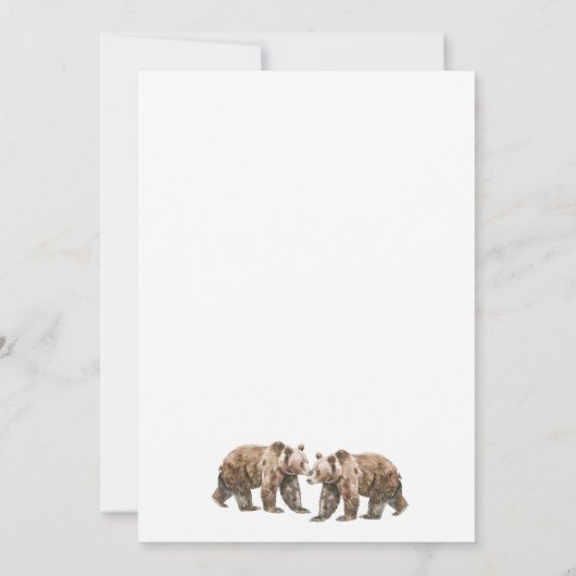 かわいい水彩双生児テディベア赤ちゃんシャワー 招待状 (裏面)