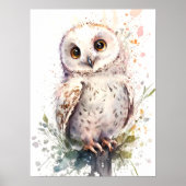 かわいい水彩可愛いフクロウウッドランド子供部屋 ポスター (正面)