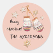 かわいい水彩国素朴イラスト ラウンドシール (正面)