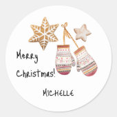 かわいい水彩国素朴イラスト ラウンドシール (正面)