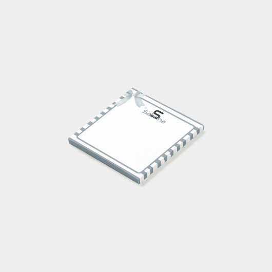 かわいい水彩埃っぽいブルーボウストライプズ ポストイット (アングル)