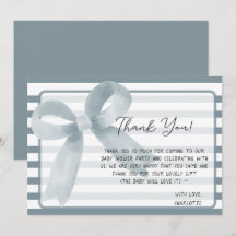 かわいい水彩埃っぽいブルーボウ赤ちゃんシャワー