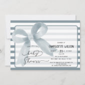 かわいい水彩埃っぽいブルーボウ赤ちゃんシャワー 招待状 (正面)