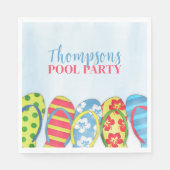 かわいい水彩夏ビーチサンダルカスタム スタンダードランチョンナプキン (正面)