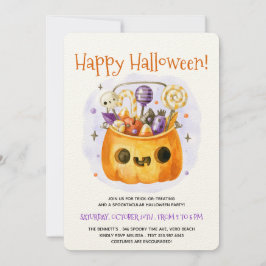 かわいい水彩大人ミニマルハローウィンパーティ 招待状