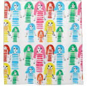 かわいい水彩女の子のファンキーアーモダント シャワーカーテン (正面)