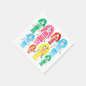 かわいい水彩女の子のファンキーアーモダント スタンダードカクテルナプキン (角)