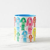 かわいい水彩女の子のファンキーアーモダント ツートーンマグカップ (中央)