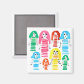 かわいい水彩女の子のファンキーアーモダント マグネット (正面/裏面)