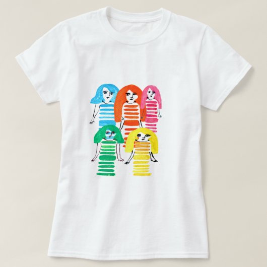 かわいい水彩女の子のファンキーアーモダント Tシャツ (デザイン正面)