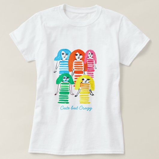 かわいい水彩女の子のファンキーアーモダント Tシャツ (デザイン正面)