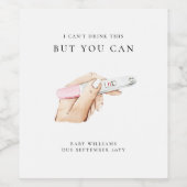 かわいい水彩妊娠パーソナライズされた ワインラベル (シングルラベル)