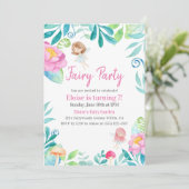 かわいい水彩妖精のガーデンバースデーパーティー 招待状 (スタンド正面)